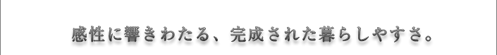 感性に響きわたる、完成された暮らしやすさ。